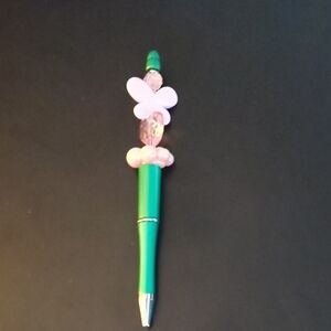 Butterfly Charm Kids Pen - Green and Pink